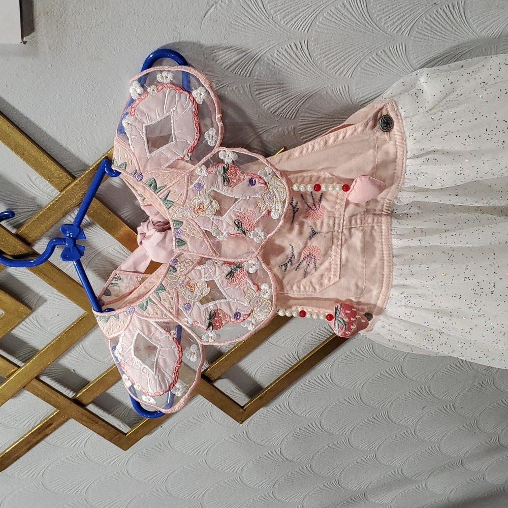 Vtg OshKosh B'gosh Peach pink white  Vestbak Dress - Picture 16 of 16